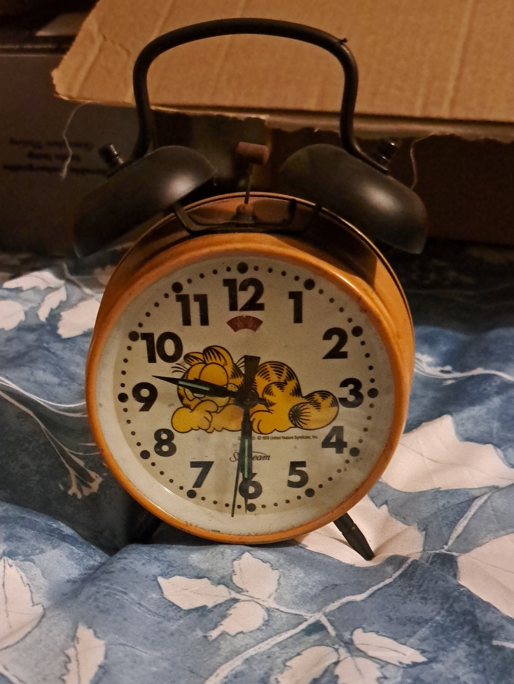 Vintage Garfield Twin Bell Alarm Clock - Orange